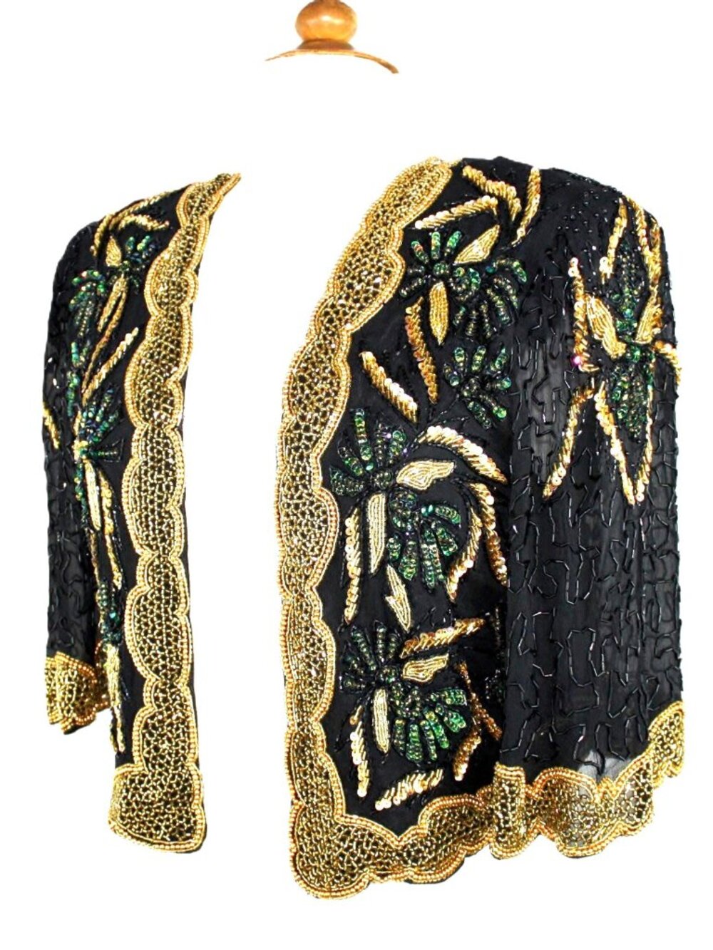 JASDEE Vintage Bolero Jacket Hand Work Bead & Sequin On Silk Style 3041